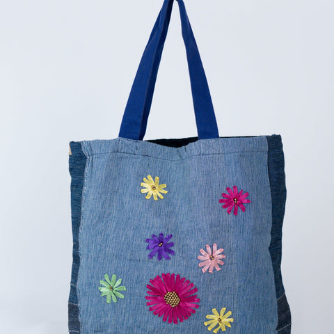 Çiçek Nakışlı Tote Bag Çantalar