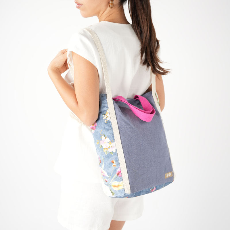 Patchwork Tote - Mavi Çiçekli