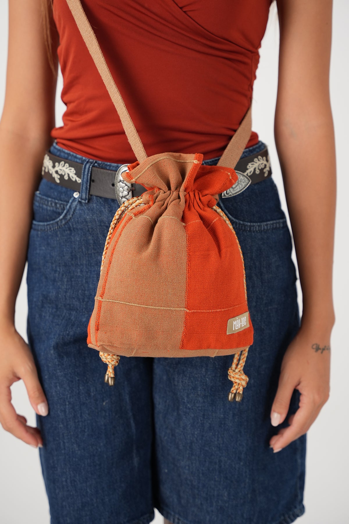 Mini Omuz Çantası – Handloom Edition Turuncu