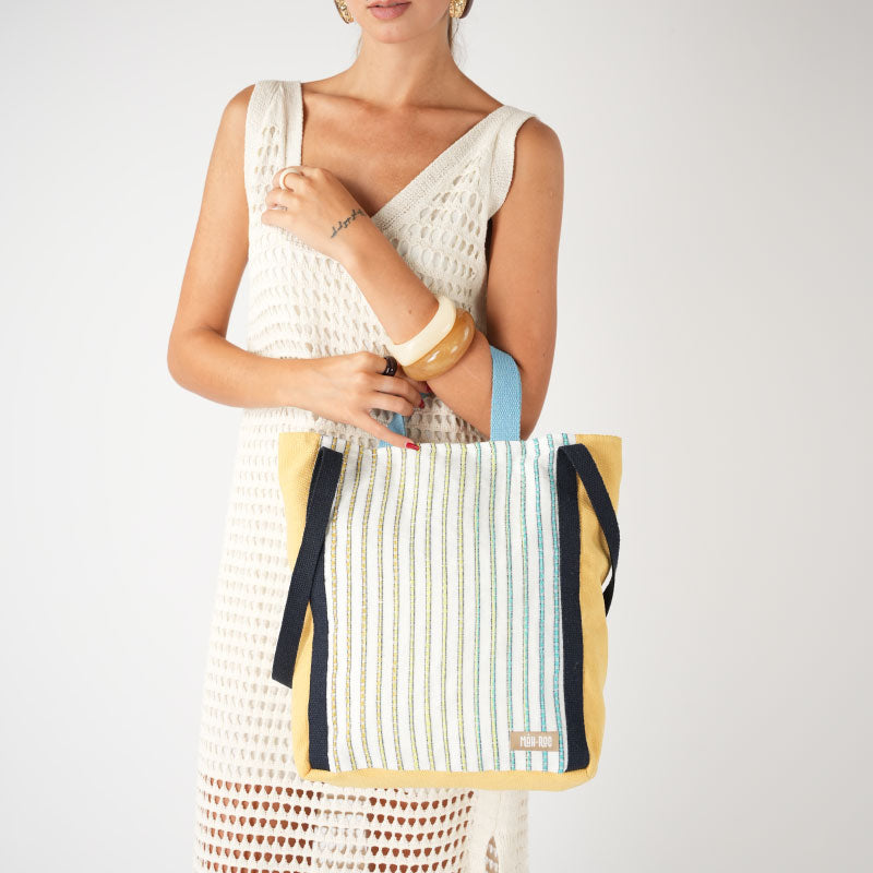 Patchwork Tote - Sarı Çizgili