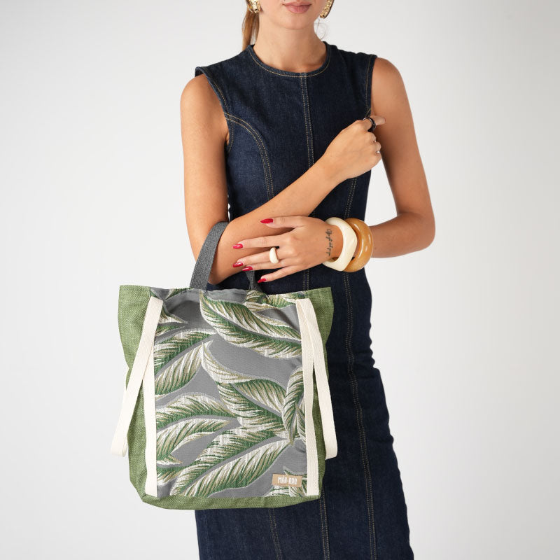 Patchwork Tote - Yeşil Yapraklı