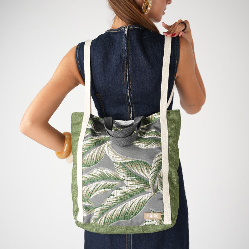 Patchwork Tote - Yeşil Yapraklı
