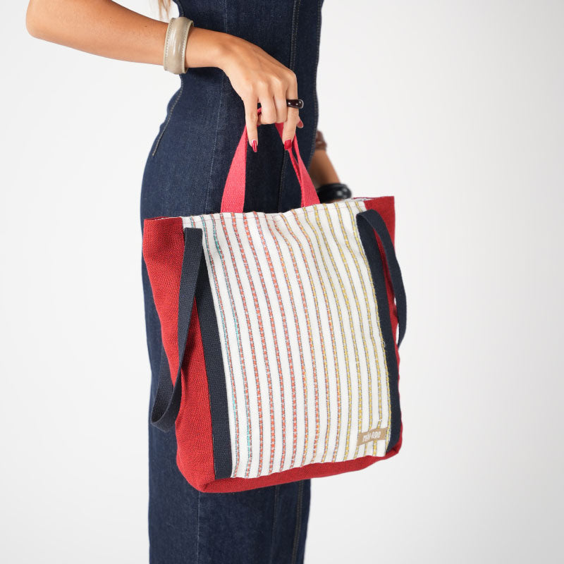 Patchwork Tote - Kırmızı Çizgili