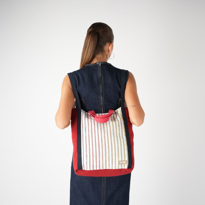 Patchwork Tote - Kırmızı Çizgili
