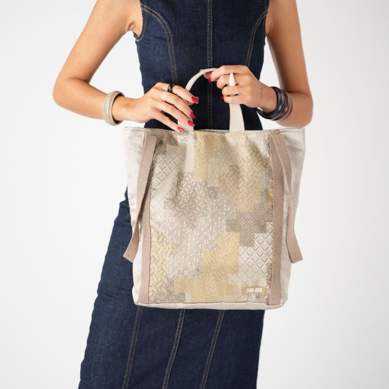 Patchwork Tote - Parlak Bej