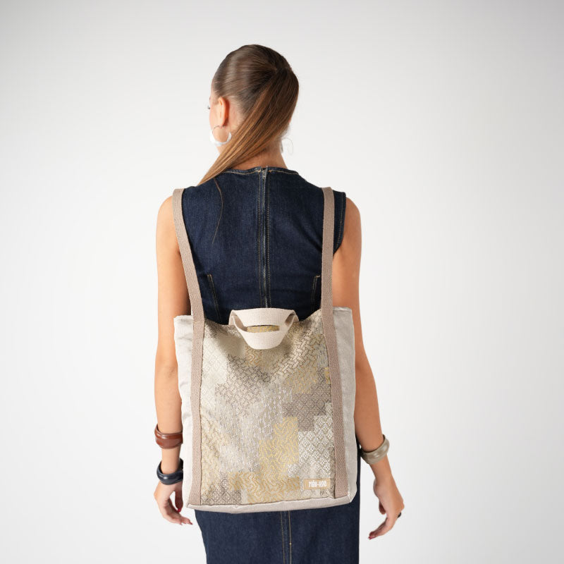 Patchwork Tote - Parlak Bej
