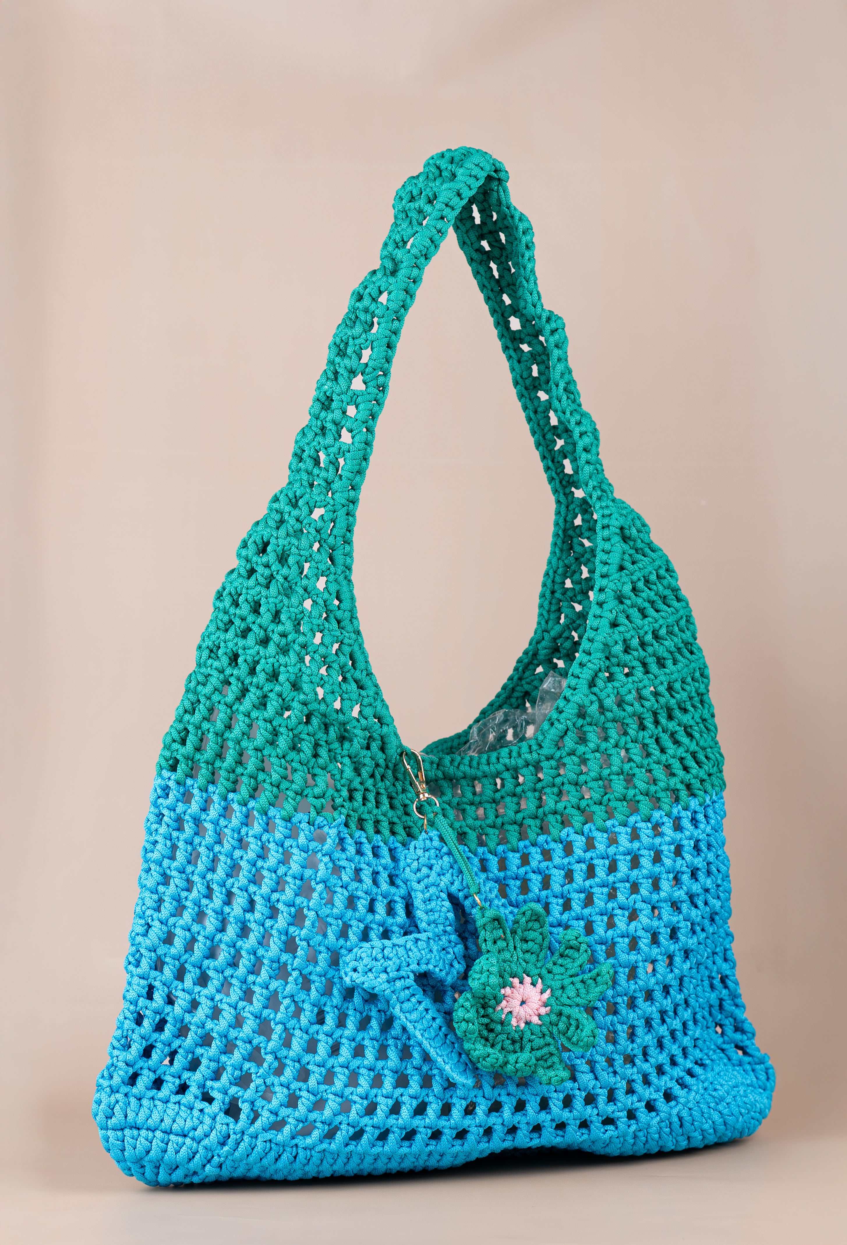 Crochet Tote Bag Light Blue